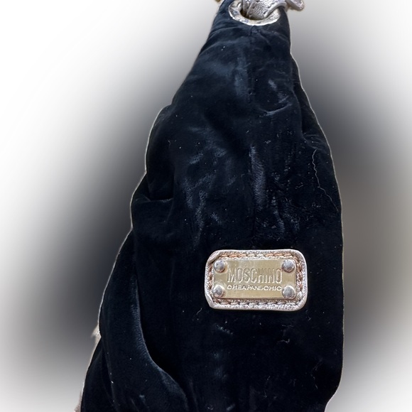 MOSCHINO authentic limited edition Metallic Leather & Black Velvet Ruffle Bag - Picture 3 of 10